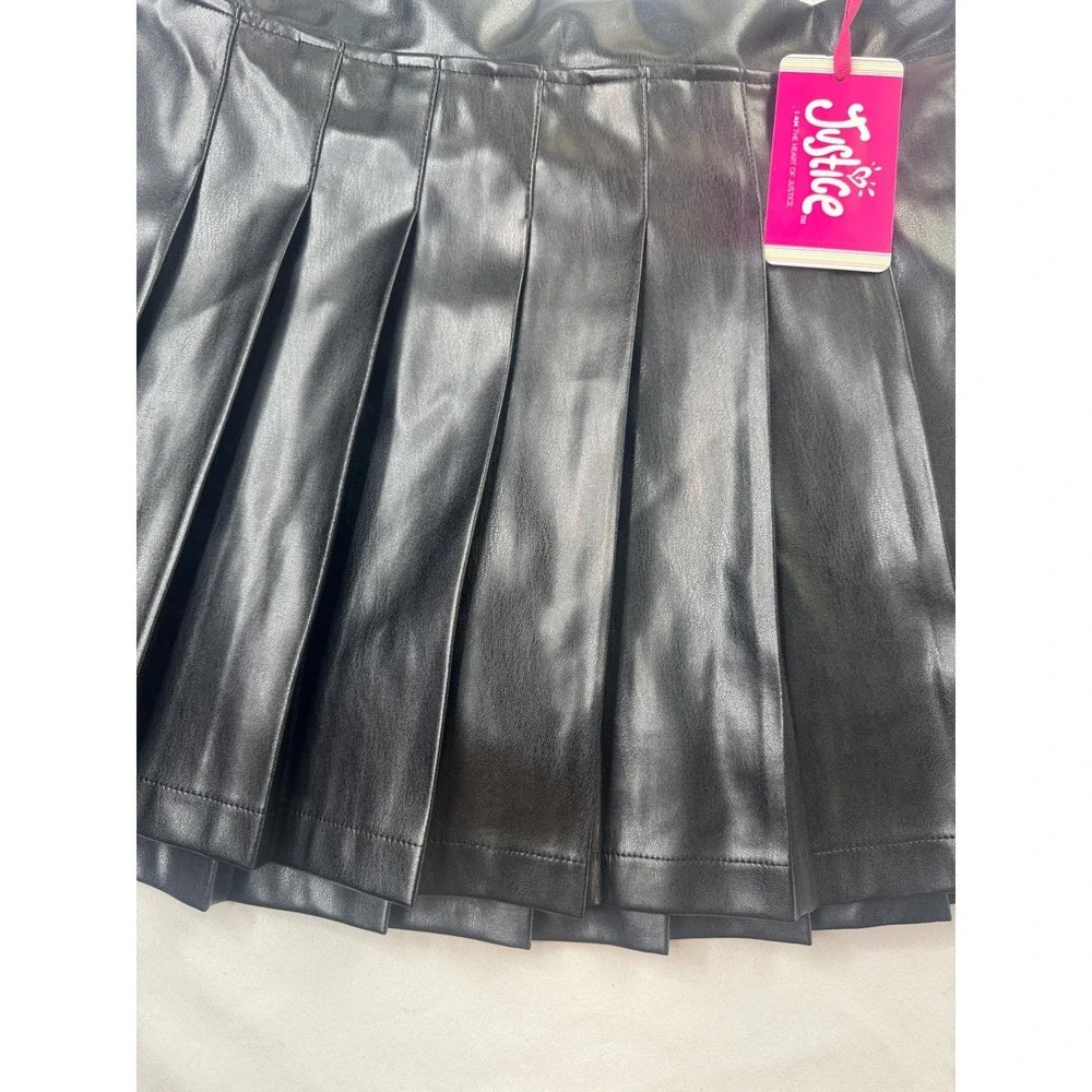 Justice XL 16/18‎ Plus Black Pleated Pleather Skort Faux Leather Skirt Emo Punk